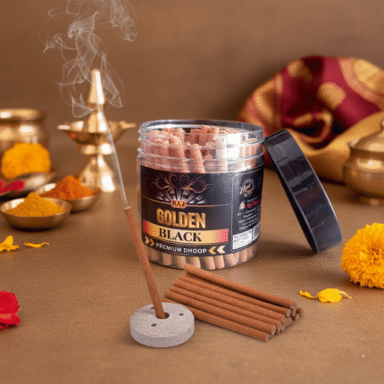 Bamboo Golden Black Dhoop Jar, Fragrance: Sandal